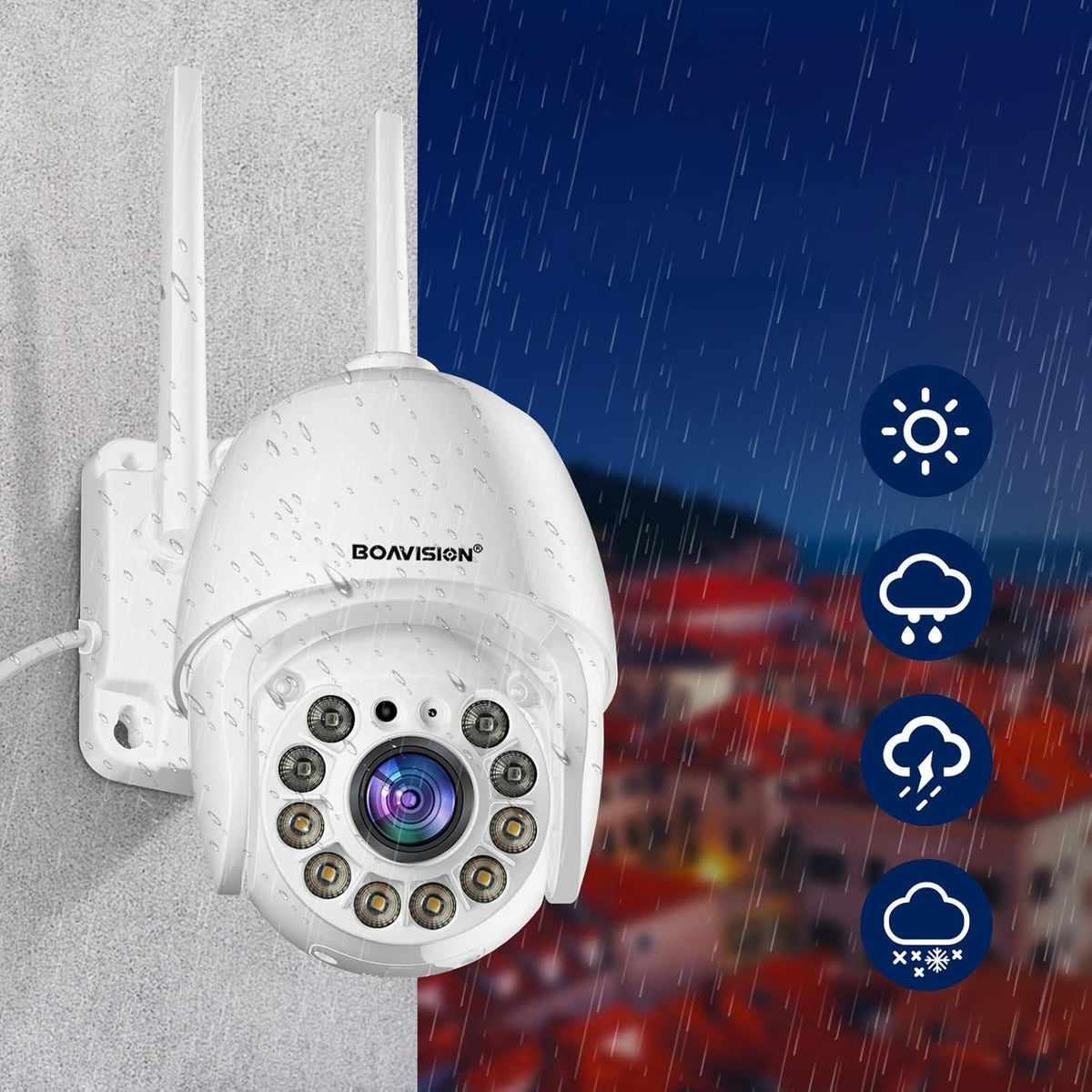 Wireless WiFi IP Camera Outdoor 360° View HD 1080P Full Color Night Vision J398506