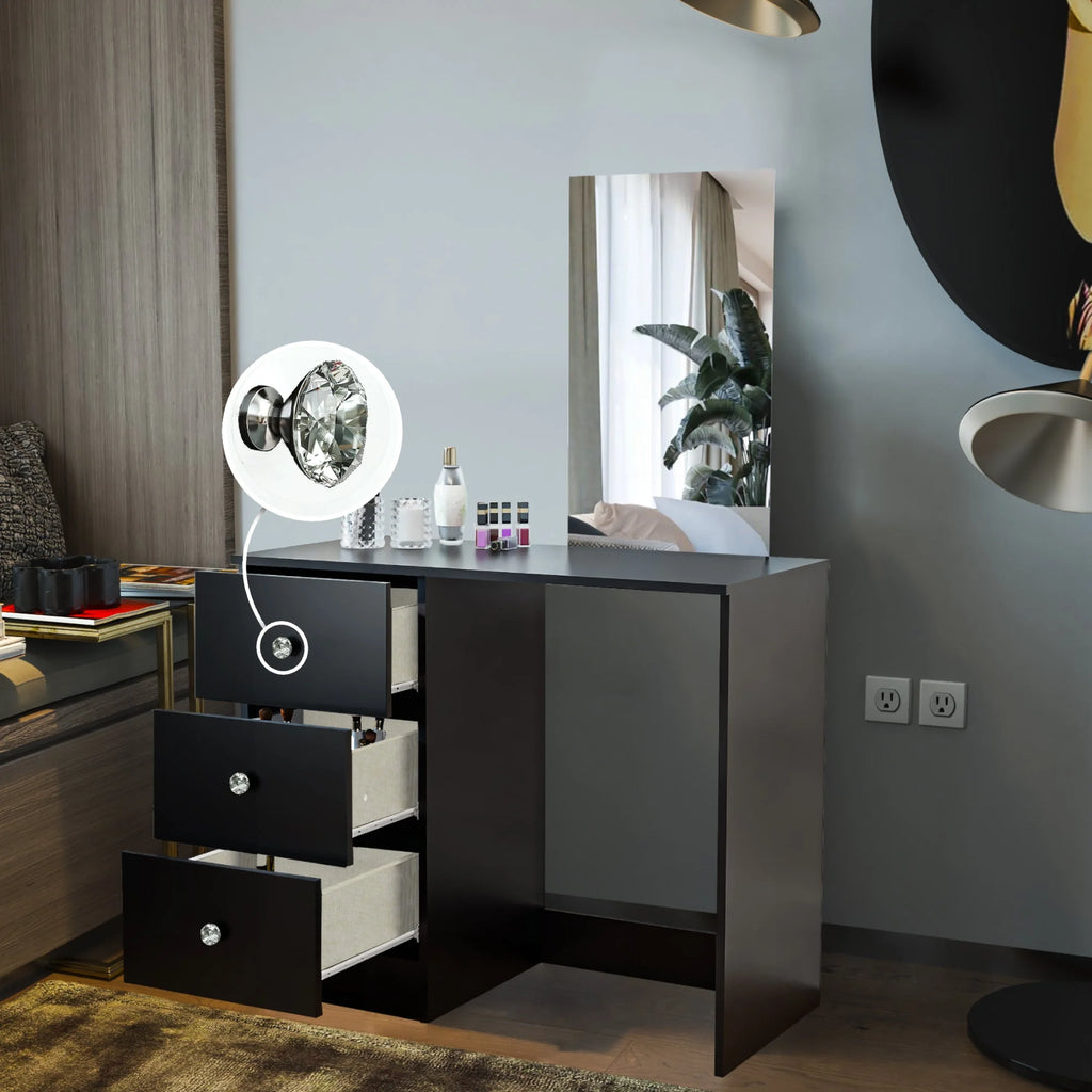 Black Modern Makeup Vanity Table with Mirror M67623