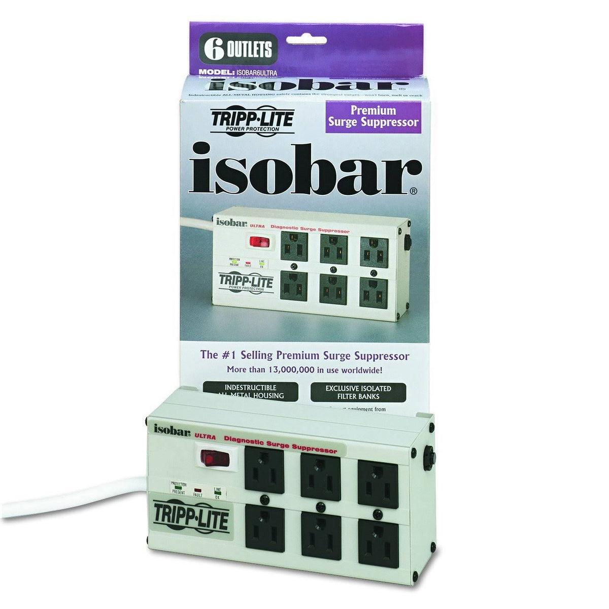 6 Outlet Surge Protector Power Strip 6ft Cord U18576
