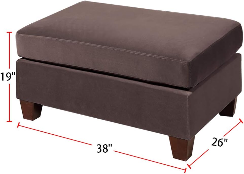 Dark Coffee Velvet Rectangle Cocktail Ottoman E640790