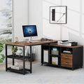 55 Inch L-Shaped Computer Desk with Drawers H35823