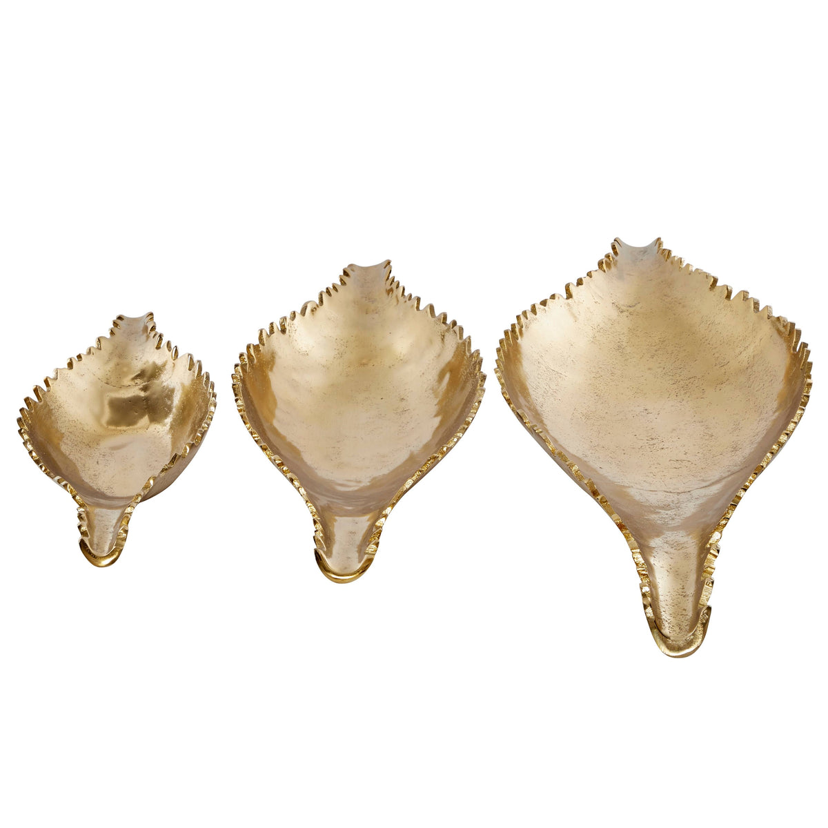 Large Metallic Gold Metal Boat Trays, Set of 3 M70135