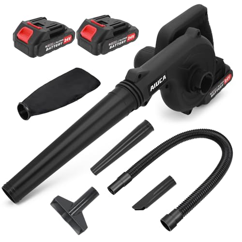 24V Cordless Electric Leaf Blower with 2 Pack Batteries and Charger U12177