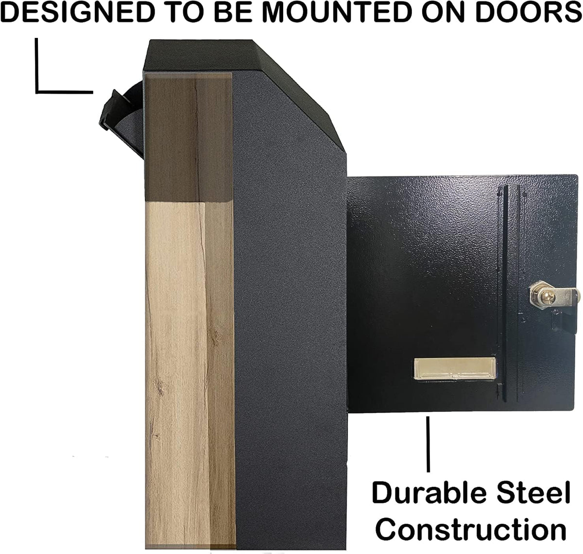 Through The Door Locking Steel Mailbox with Rear Access (Black) J76688