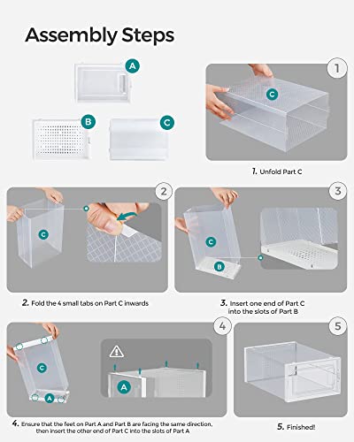 Pack of 12 Clear Plastic Stackable Shoe Storage Boxes R9256