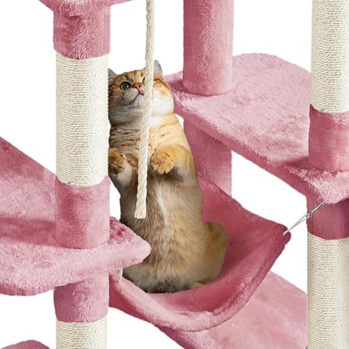 63 Inches Tall Cat Tree with Scratching Posts G92038