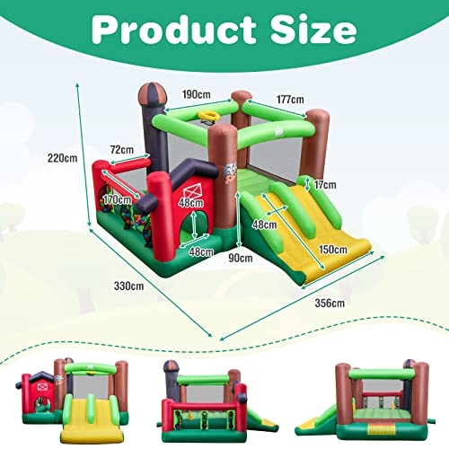 Farm Themed Inflatable Bounce House with Dual Slides and Ball Pit Q8927