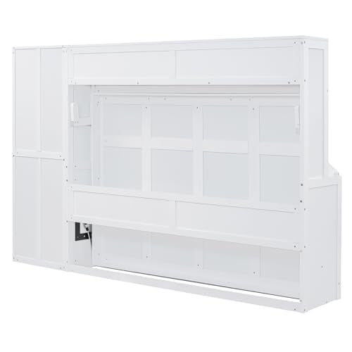 Gray Queen Size Murphy Bed Wall with Closet and Drawers G46923