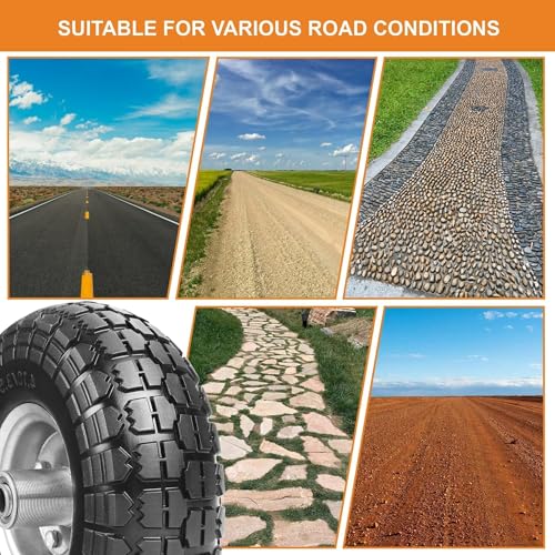 10 Inch 2 Pack Solid Rubber Flat Free Tire and Dolly Wheel with 5/8" Axle Y58524