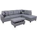 Cloud Gray Right-Facing Sectional and Ottoman M2036