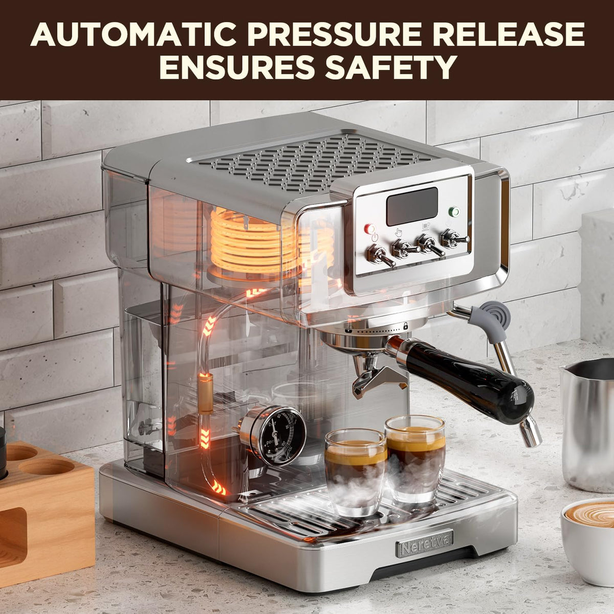 15 Bar Stainless Steel Espresso Machine with Milk Frother X647645