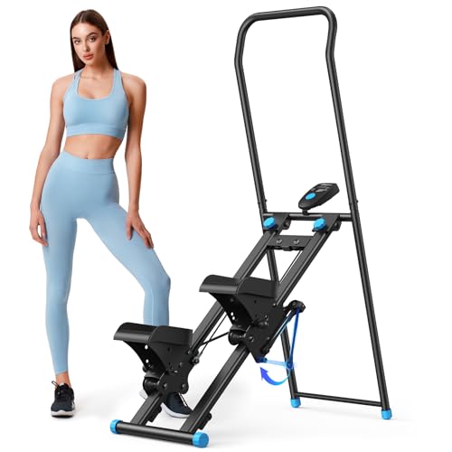 Compact Folding Vertical Climber Machine with Adjustable Handlebar & Pedals C4390