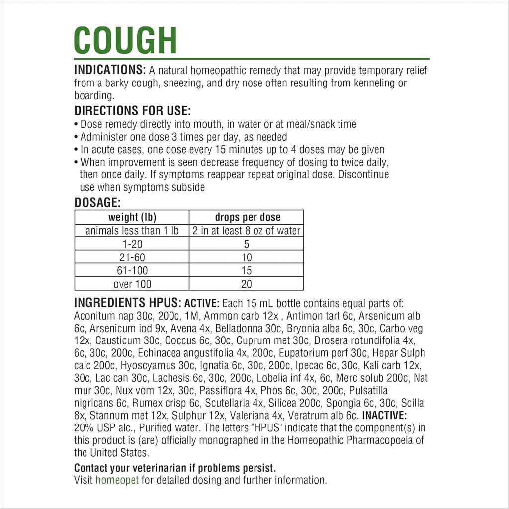 15 Milliliters Natural Cough Medicine for Pets C106049
