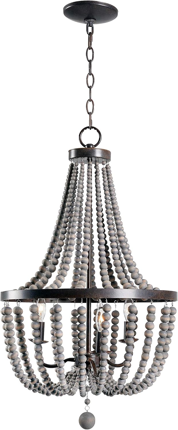 3 Lt Wood Bead Chandelier G664013