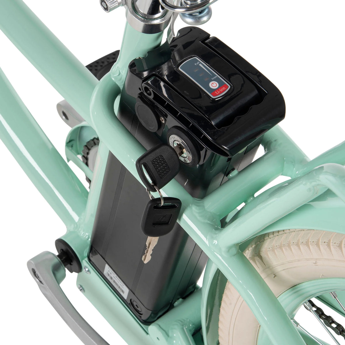 26-in 7-Spd Electric Cruiser Bike, Mint Green, 36V, 350W A9748