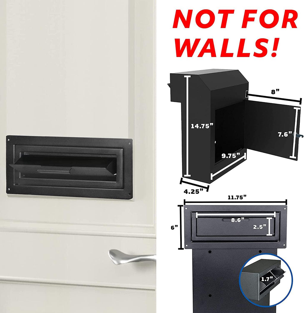 Through The Door Locking Steel Mailbox with Rear Access (Black) J76688