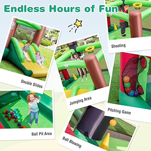 Farm Themed Inflatable Bounce House with Dual Slides and Ball Pit Q8927