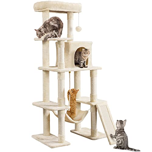63 Inches Tall Cat Tree with Scratching Posts G92038