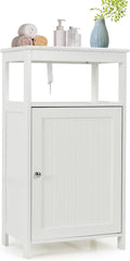 White Bathroom Floor Cabinet with Adjustable Shelf C594