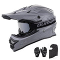 Adult ATV Dirt Bike Helmet with Goggles Gloves & Mask Adjustable Sun Visor Motorcycle Helmet Off-Road Motocross Downhill Moped MX Gray O512