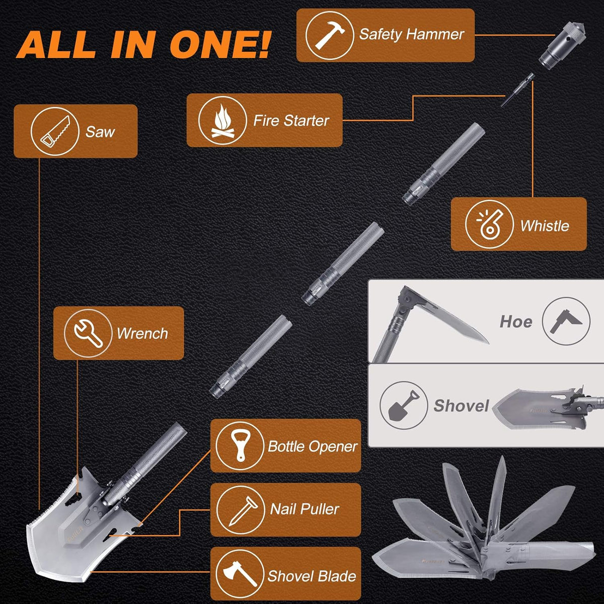 Folding Camping Shovel with Carrying Bag G2626