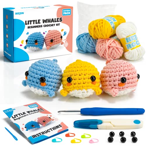 3PCS Crochet Animal Kit with Yarn, Eyes, Stuffing, Crochet Hook O682290