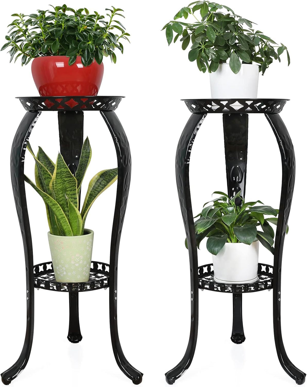 2-Pack Black Metal Plant Stand A1196