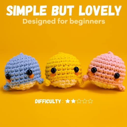 3PCS Crochet Animal Kit with Yarn, Eyes, Stuffing, Crochet Hook O682290