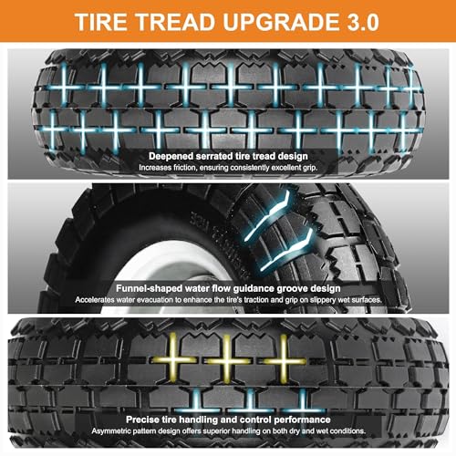 10 Inch 2 Pack Solid Rubber Flat Free Tire and Dolly Wheel with 5/8" Axle Y58524