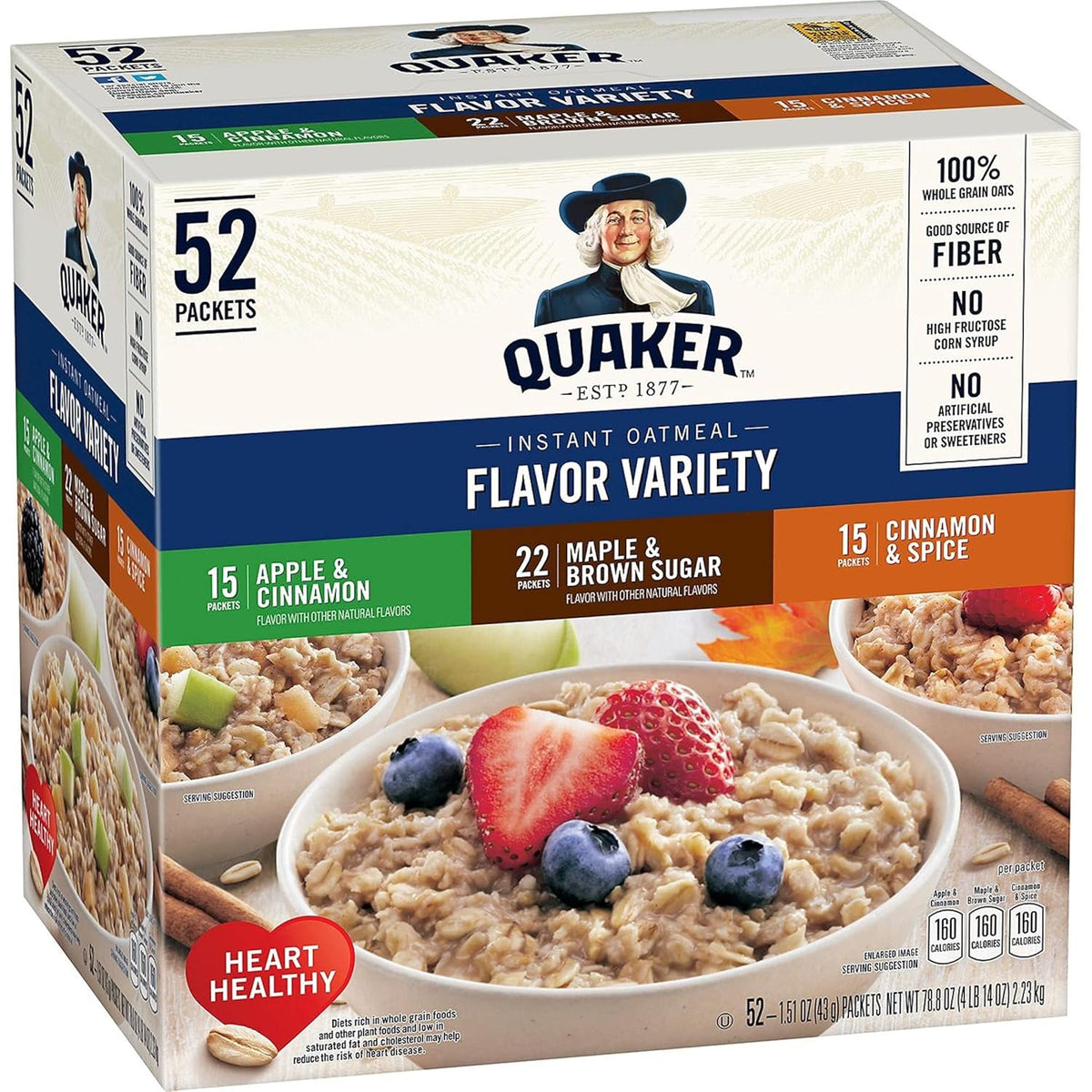 52 Ct. Instant Oatmeal Variety Pack J5034