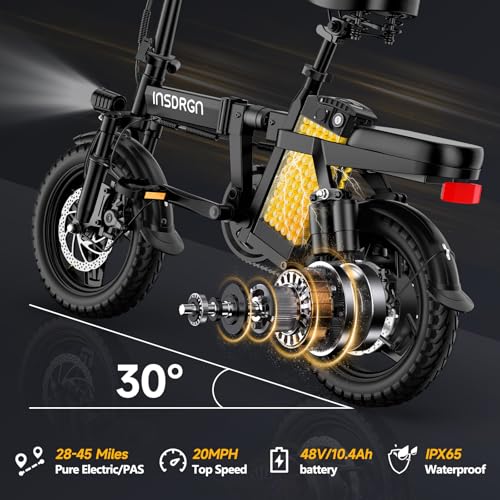 20MPH Dual-Seat Folding Electric Bike with 499Wh Removable Battery N80560