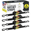 Retractable Ratchet Straps, 2 Pack (1 inch x 10 feet) - Black Ratchet Strap Tie Downs S3595