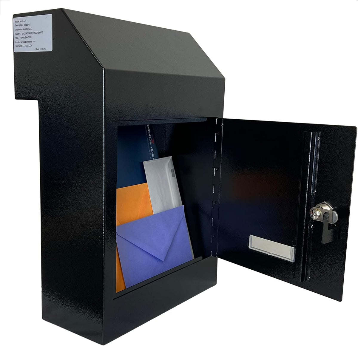 Through The Door Locking Steel Mailbox with Rear Access (Black) J76688