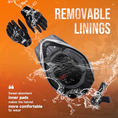 Adult ATV Dirt Bike Helmet with Goggles Gloves & Mask Adjustable Sun Visor Motorcycle Helmet Off-Road Motocross Downhill Moped MX Gray O512