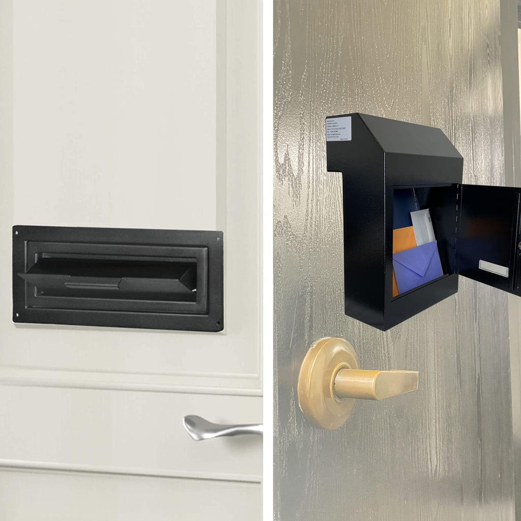 Through The Door Locking Steel Mailbox with Rear Access (Black) J76688