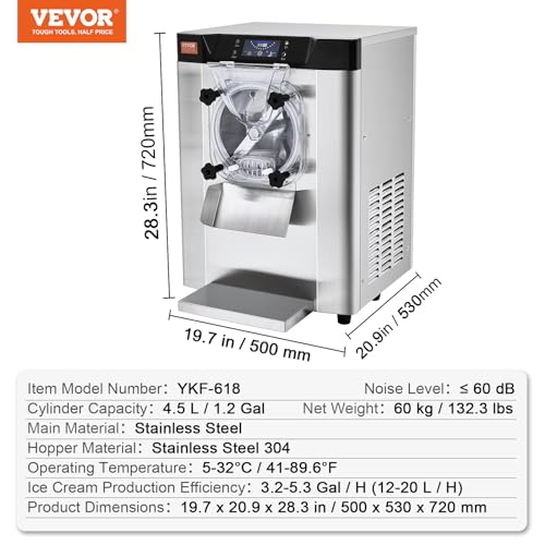 20-25L/H 2400W 1-Flavor Hard Serve Ice Cream Maker with 8L Stainless Steel Cylinder C959860