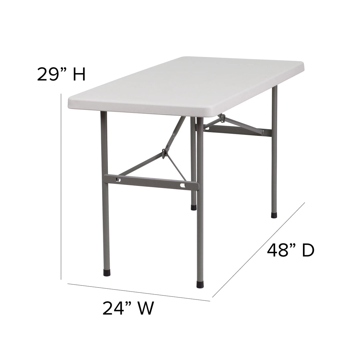 4-Foot Granite White Plastic Folding Table Q824