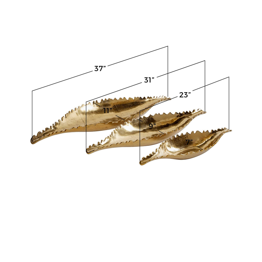 Large Metallic Gold Metal Boat Trays, Set of 3 M70135