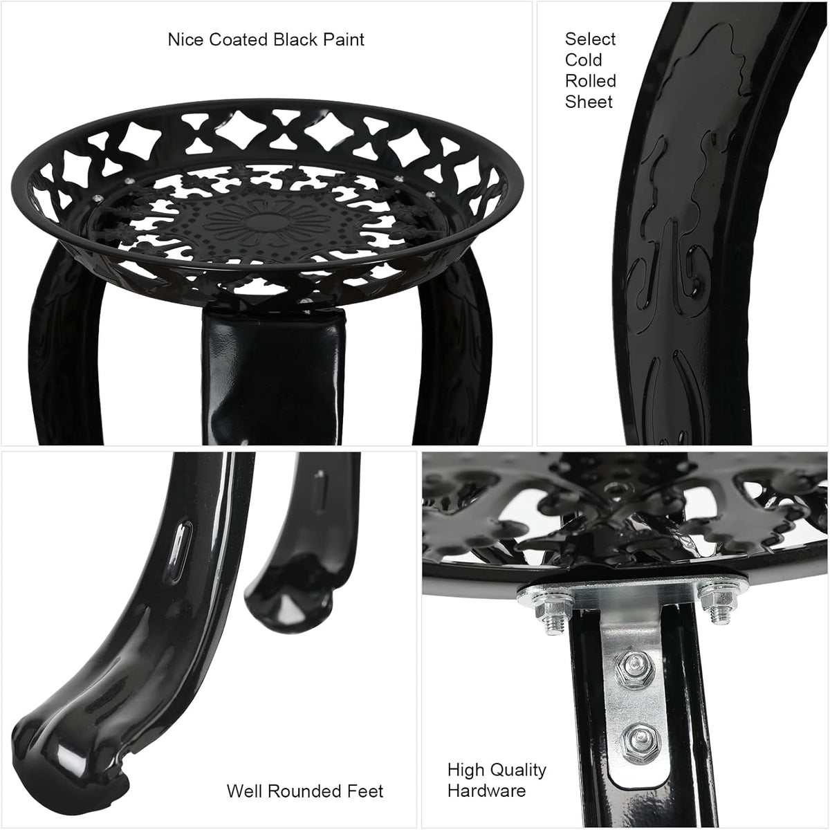 2-Pack Black Metal Plant Stand A1196