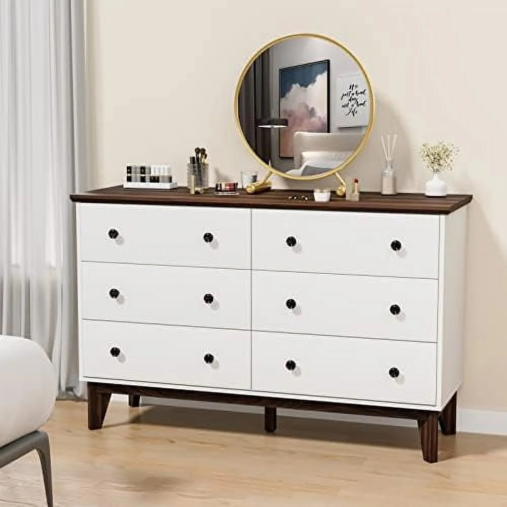 Black 6 Drawer Wood Dresser W31504