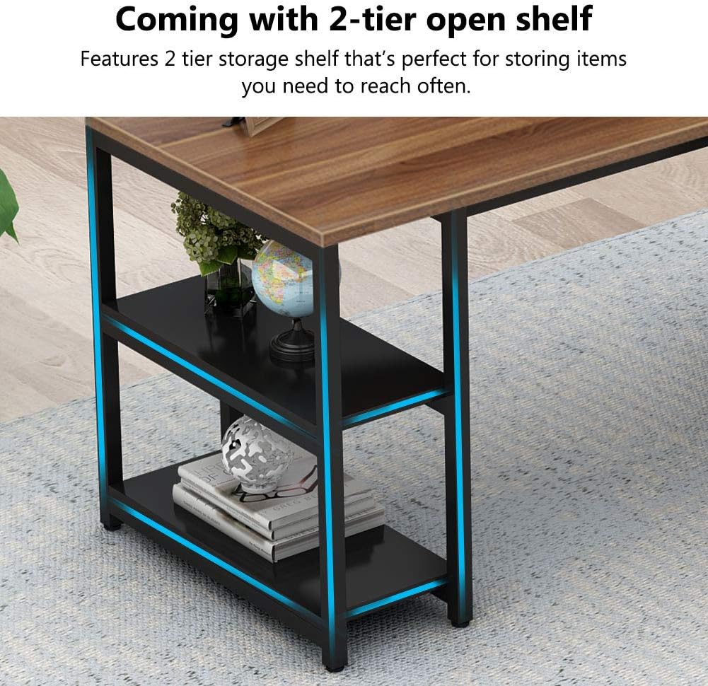55 Inch L-Shaped Computer Desk with Drawers H35823