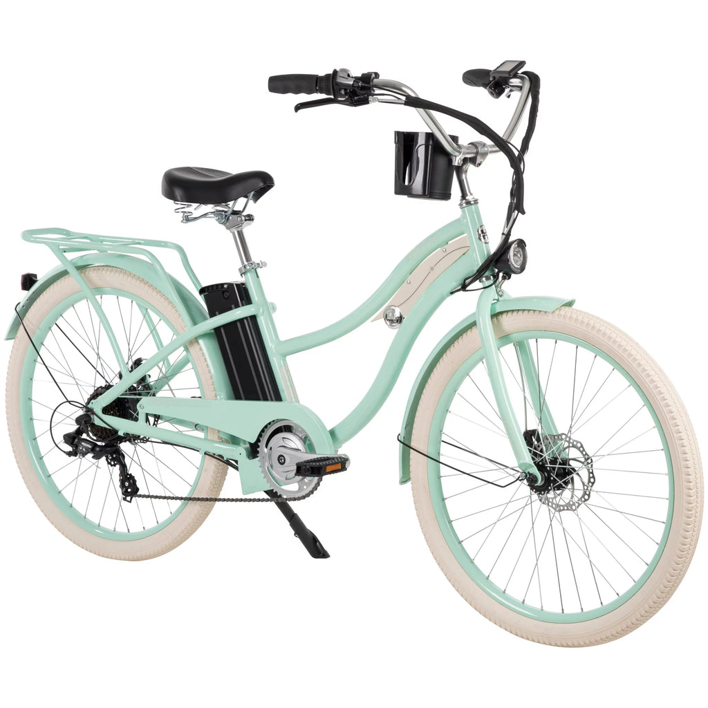 26-in 7-Spd Electric Cruiser Bike, Mint Green, 36V, 350W A9748