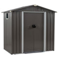 5x3 FT Waterproof Metal Garden Shed with Window and Lockable Double Door Dark Gray T2913