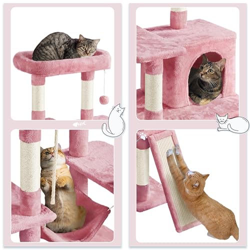 63 Inches Tall Cat Tree with Scratching Posts G92038