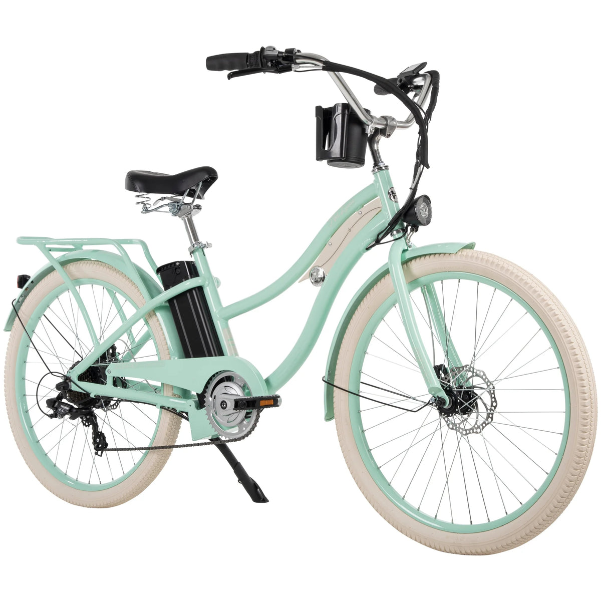 26-in 7-Spd Electric Cruiser Bike, Mint Green, 36V, 350W A9748