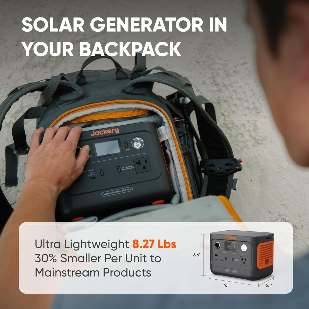 Portable Power Station with 40W Solar Panel, 288Wh LiFePO4 Battery, 300W AC Outlet D2504