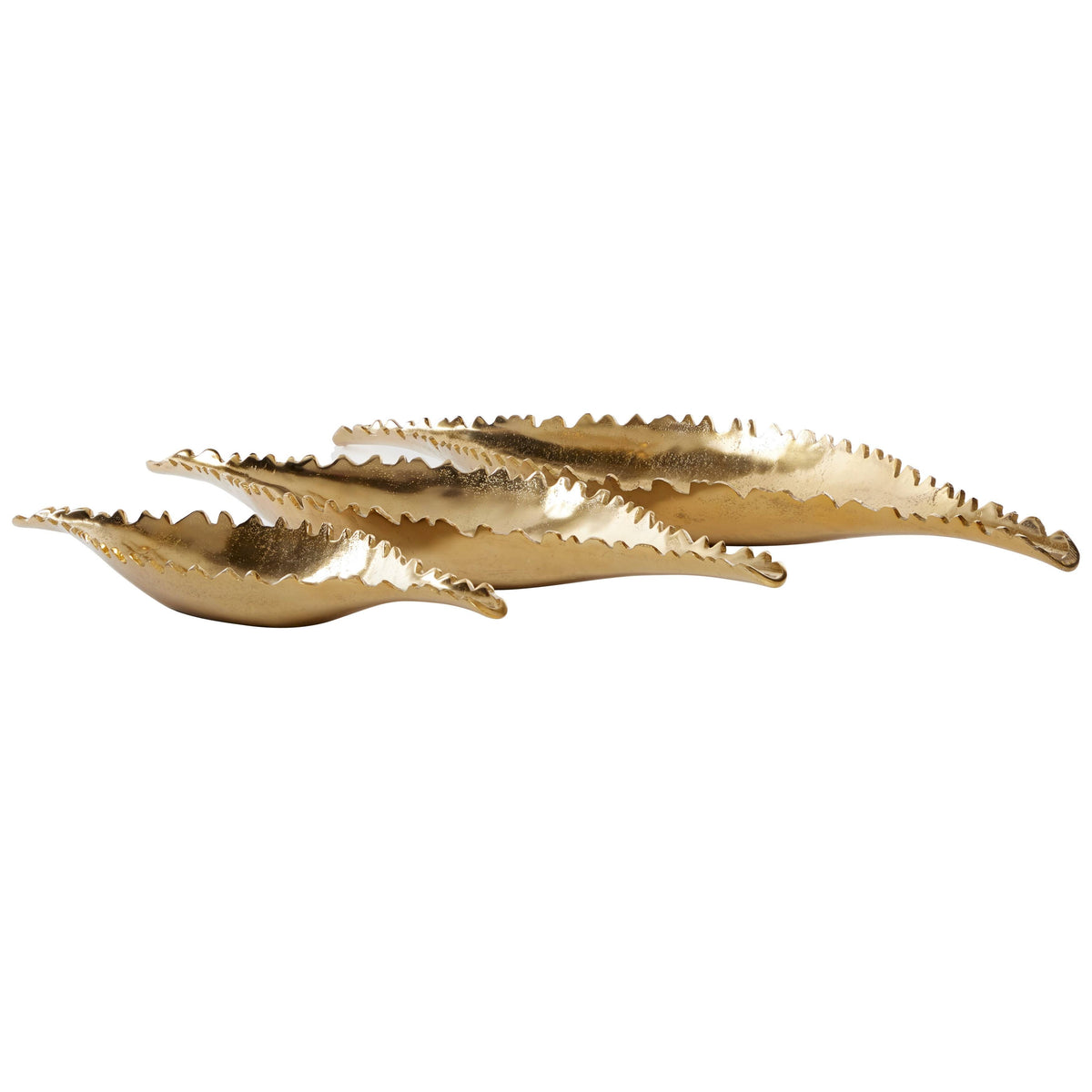 Large Metallic Gold Metal Boat Trays, Set of 3 M70135