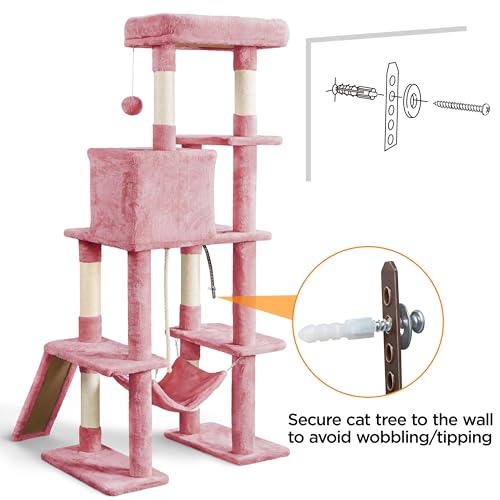 63 Inches Tall Cat Tree with Scratching Posts G92038