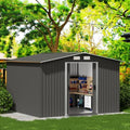 Gray Metal Outdoor Storage Shed with Double Sliding Door F278870