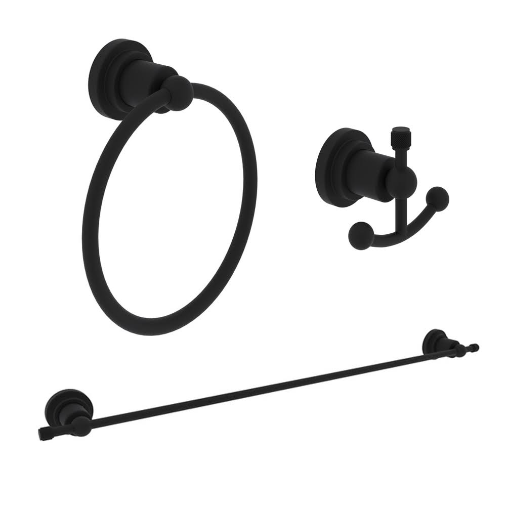 3 Piece Matte Black Bathroom Hardware Set N4033